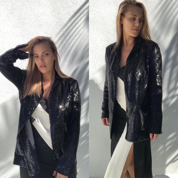 A.L.C. Quincy black sequin open jacket - Picture 4 of 12